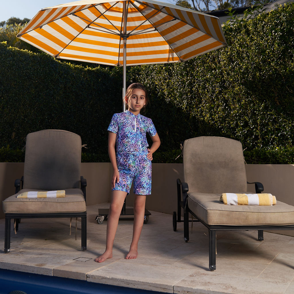 Mystic Reef print in rash t-shirt and shorts