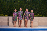 Midnight Bloom print in a long sleeve rash shirt and shorts